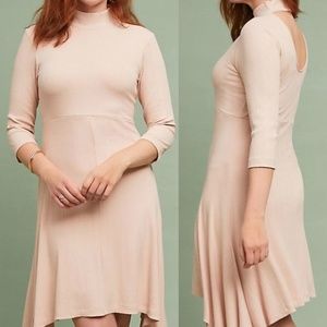 ANTHROPOLOGIE NWT Ribbed Turtleneck Dress Blush XS